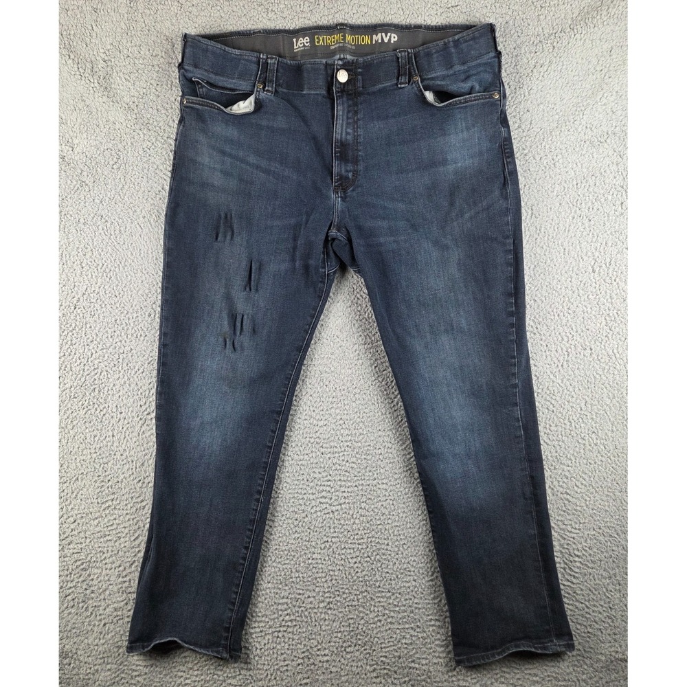 Lee Jeans Mens‎ 42x32 Blue Extreme Motion MVP Straight Fit Taper Leg Stretch